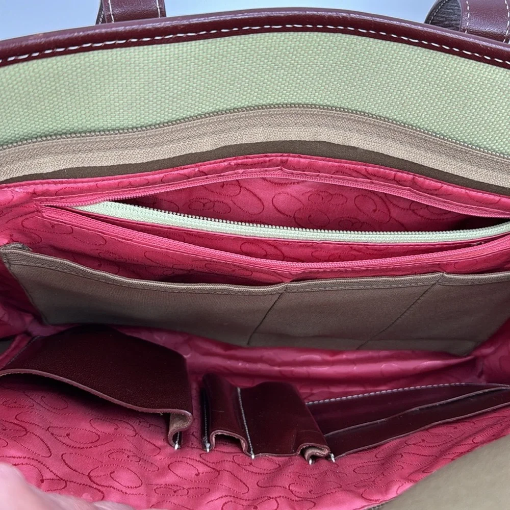 Coakley Laptop Bag green and brown leather